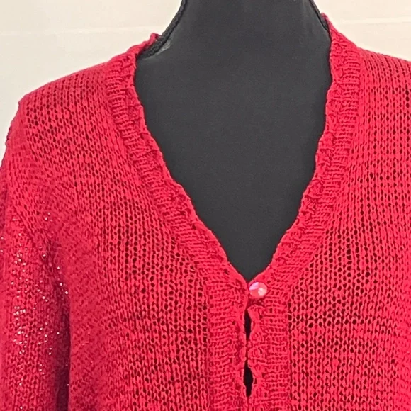SAG Harbor cherry, red crochet cardigan - Picture 9 of 10